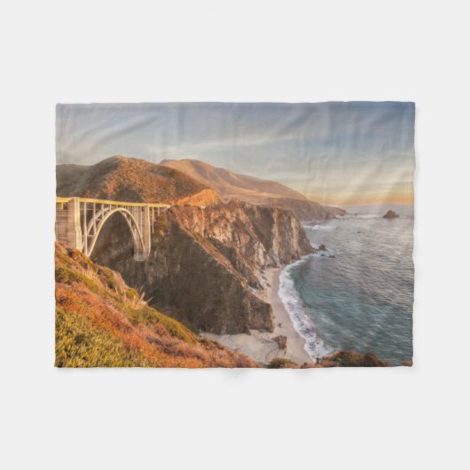 Kustlijn | Bixby Bridge, Big Sur California Fleece Deken (Voorkant (Horizontaal))