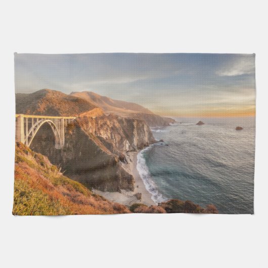 Kustlijn | Bixby Bridge, Big Sur California Theedoek (Horizontaal)
