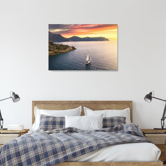 Kustlijn | Bodrum, Turkije Canvas Afdruk (Insitu (Slaapkamer))