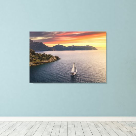 Kustlijn | Bodrum, Turkije Canvas Afdruk (Insitu (Houten vloer))