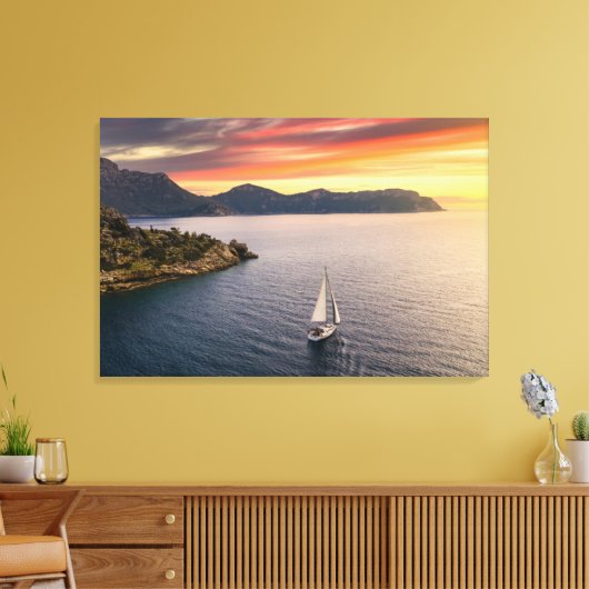 Kustlijn | Bodrum, Turkije Canvas Afdruk (Insitu (Woonkamer))