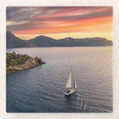 Kustlijn | Bodrum, Turkije Glazen Onderzetter (Voorkant)