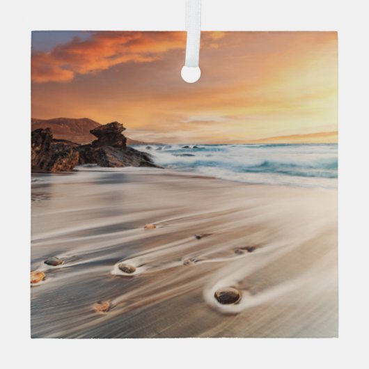 Kustlijn | Canarische Eilanden, Spanje Glas Ornament (Achterkant)