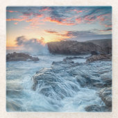 Kustlijn | Carmel California Glazen Onderzetter (Voorkant)