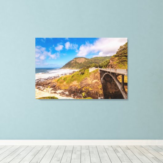 Kustlijn | Chasm, yachats, Oregon Canvas Afdruk (Insitu (Houten vloer))