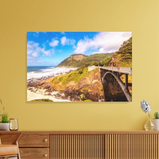 Kustlijn | Chasm, yachats, Oregon Canvas Afdruk (Insitu (Woonkamer))