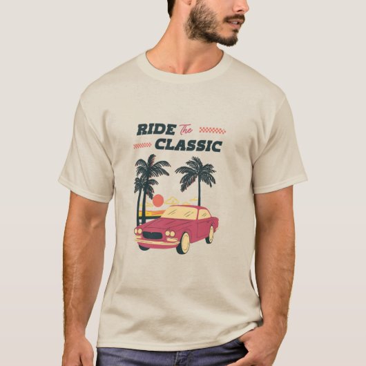 Kustlijn Cruisin' - Retro Ride op het strand T-shirt (Voorkant)