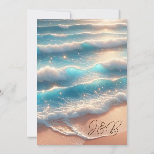kustlijn elegante bruiloft kaart (Achterkant)