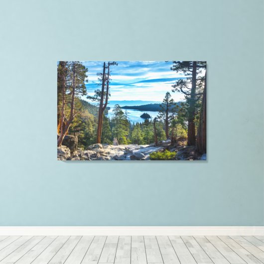 Kustlijn | Emerald Bay, Lake Tahoe, Californië Canvas Afdruk (Insitu (Houten vloer))