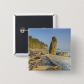 Kustlijn en zeestacks, Ruby Beach, Olympic Vierkante Button 5,1 Cm (Voorkant /achterkant)