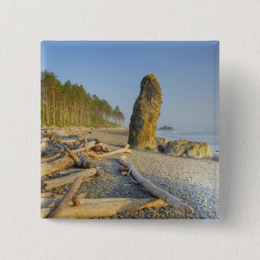 Kustlijn en zeestacks, Ruby Beach, Olympic Vierkante Button 5,1 Cm (Voorkant)