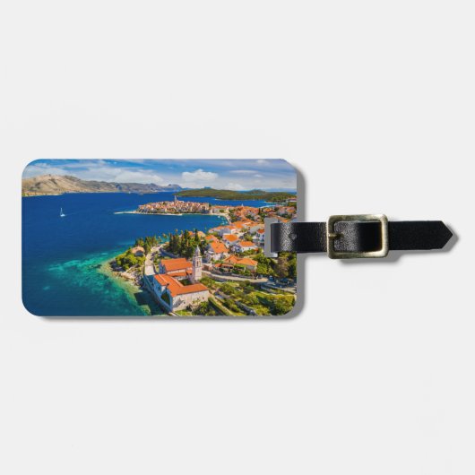 Kustlijn | Korcula Town, Korcula Island, Kroatië Bagagelabel (Voorkant horizontaal)