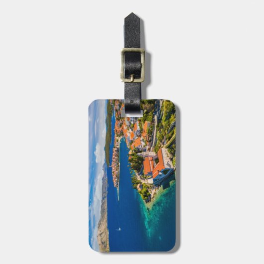 Kustlijn | Korcula Town, Korcula Island, Kroatië Bagagelabel (Voorkant verticaal)
