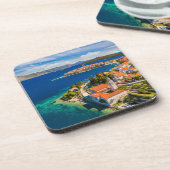 Kustlijn | Korcula Town, Korcula Island, Kroatië Bier Onderzetter (Linkerzijde)
