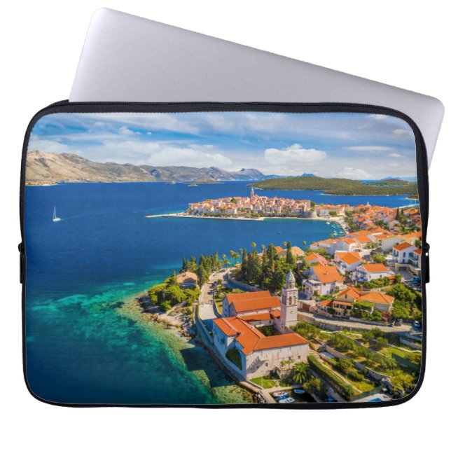 Kustlijn | Korcula Town, Korcula Island, Kroatië Laptop Sleeve (Voorkant)