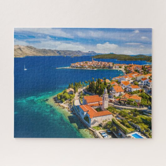 Kustlijn | Korcula Town, Korcula Island, Kroatië Legpuzzel (Horizontaal)