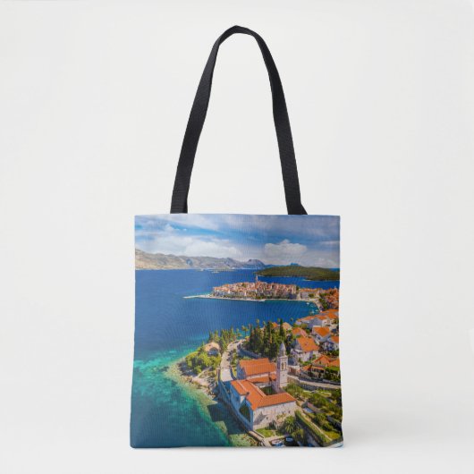 Kustlijn | Korcula Town, Korcula Island, Kroatië Tote Bag (Voorkant)