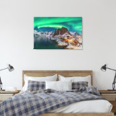 Kustlijn | Lofoten-eilanden, Hamnoy, Noorwegen Canvas Afdruk (Insitu (Slaapkamer))
