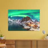 Kustlijn | Lofoten-eilanden, Hamnoy, Noorwegen Canvas Afdruk (Insitu (Woonkamer))