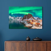 Kustlijn | Lofoten-eilanden, Hamnoy, Noorwegen Canvas Afdruk
