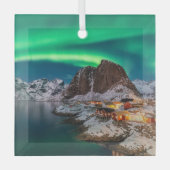 Kustlijn | Lofoten-eilanden, Hamnoy, Noorwegen Glas Ornament (Voorkant)