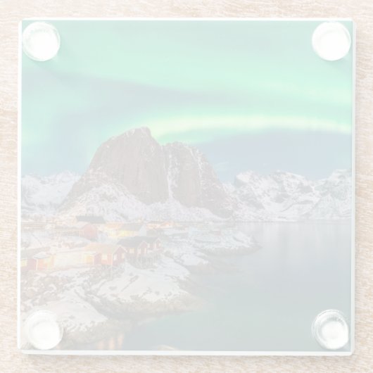 Kustlijn | Lofoten-eilanden, Hamnoy, Noorwegen Glazen Onderzetter (Achterkant)