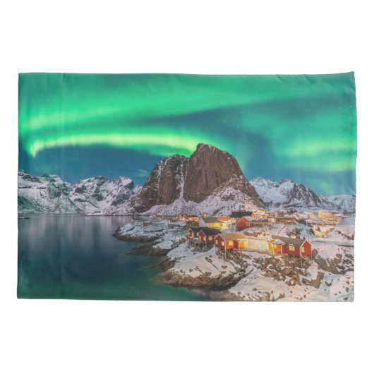 Kustlijn | Lofoten-eilanden, Hamnoy, Noorwegen Kussensloop (Achterkant)