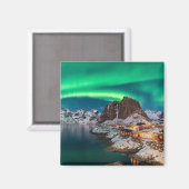 Kustlijn | Lofoten-eilanden, Hamnoy, Noorwegen Magneet (Voorkant / Achterkant)