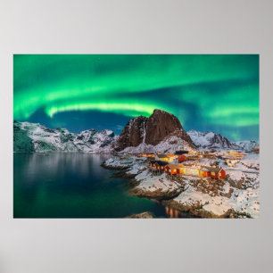 Kustlijn Lofoten-eilanden, Hamnoy, Noorwegen Poster