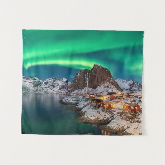 Kustlijn | Lofoten-eilanden, Hamnoy, Noorwegen Wandkleed (Voorkant (horizontaal))