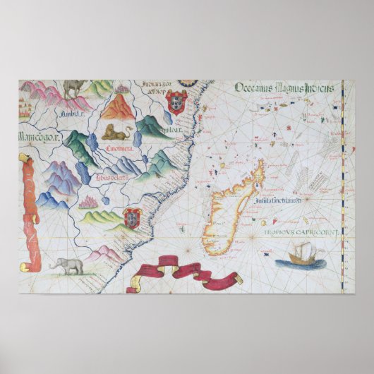 Kustlijn Madagaskar en Oost-Afrika Poster (Voorkant)