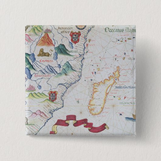 Kustlijn Madagaskar en Oost-Afrika Vierkante Button 5,1 Cm (Voorkant)