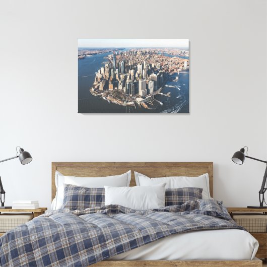 Kustlijn | Manhattan, New York City Canvas Afdruk (Insitu (Slaapkamer))