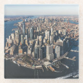 Kustlijn | Manhattan, New York City Glazen Onderzetter (Voorkant)