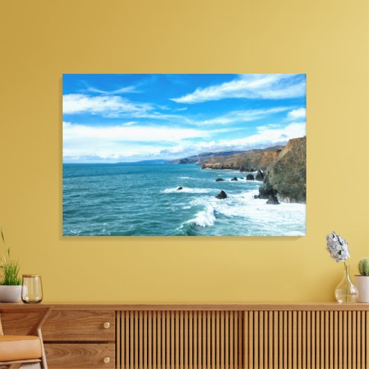 Kustlijn | Marin Headlands, Californië Canvas Afdruk (Insitu (Woonkamer))