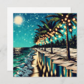 kustlijn met palmbomen en witte lichten (Voorkant / Achterkant)