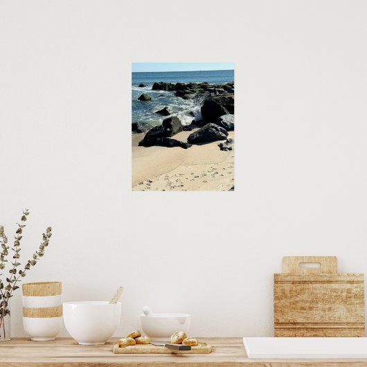 Kustlijn met Rocks and Waves Poster (Keuken)