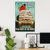 Kustlijn naar alle delen van de wereldreis Poste Poster (Thuiskantoor)