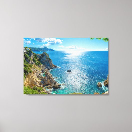 Kustlijn | Palaiokastritsa, Corfu, Griekenland Canvas Afdruk (Voorkant)