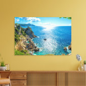 Kustlijn | Palaiokastritsa, Corfu, Griekenland Canvas Afdruk (Insitu (Woonkamer))