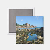 Kustlijn Ploumanac'h op Franse Briefkaart Square Magneet (Voorkant / Achterkant)