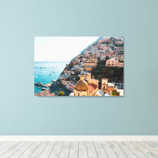 Kustlijn | Positano Italië, gemeente Cliffside Canvas Afdruk (Insitu (Houten vloer))