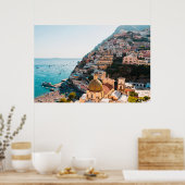 Kustlijn | Positano Italië, gemeente Cliffside Poster (Keuken)