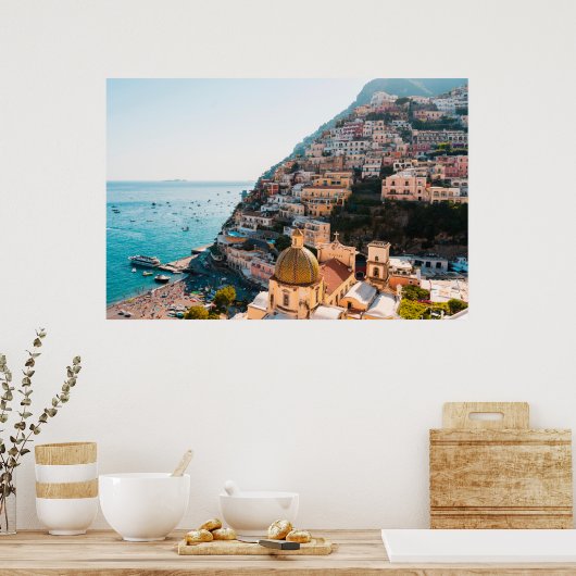 Kustlijn | Positano Italië, gemeente Cliffside Poster (Keuken)