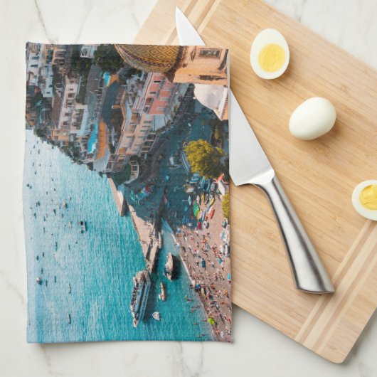 Kustlijn | Positano Italië, gemeente Cliffside Theedoek (Quarter Fold)