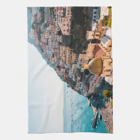 Kustlijn | Positano Italië, gemeente Cliffside Theedoek (Verticaal)