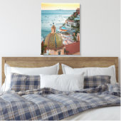 Kustlijn | Positano, kust van Amalfi, Italië Canvas Afdruk (Insitu (Slaapkamer))