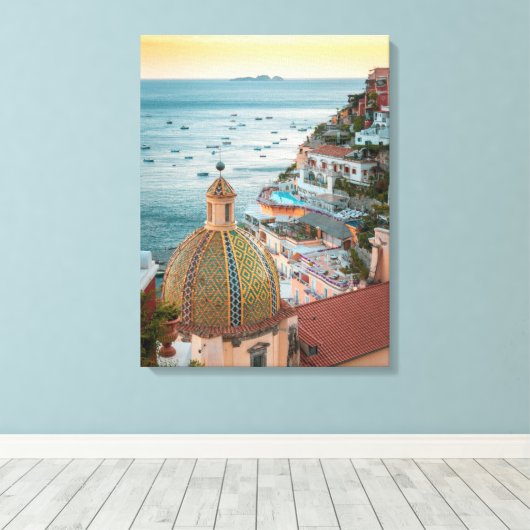 Kustlijn | Positano, kust van Amalfi, Italië Canvas Afdruk (Insitu (Houten vloer))
