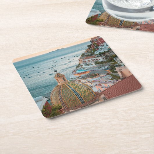 Kustlijn | Positano, kust van Amalfi, Italië Kartonnen Onderzetters (Schuin)