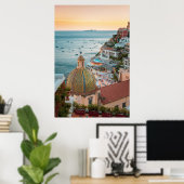 Kustlijn | Positano, kust van Amalfi, Italië Poster (Thuiskantoor)